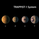 Aspecto hipotético de los planetas del sistema Trappist-1 en atención a lo que sabemos sobre su diámetro, masa y distancia a su estrella. Imagen: NASA/JPL-Caltech